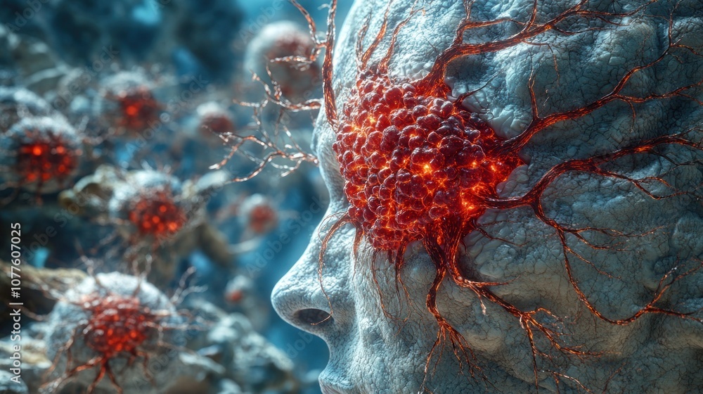 Poster abstract representation of neural connections and cellular structures.
