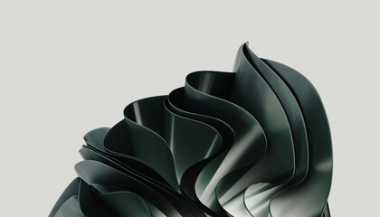 Abstract Metallic Sculpture with Organic Curves and Patterns