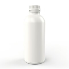 A simple 3D rendering of a plain white water bottle with a clean, matte surface. The bottle is centered on a white background with soft lighting.