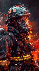 Firefighter in Action: A Dramatic Portrait of Courage and Resilience