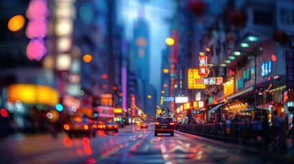 Blurred city night view, AI generated image