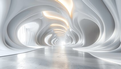 Fototapeta premium Modern Curved White Interior Background 3D Rendering