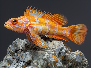 Vibrant Orange Fish with White Spots on Coral Reef