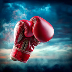 Red Boxing Glove Against Dramatic Sky, fight, fight club, sport, sports, athlete