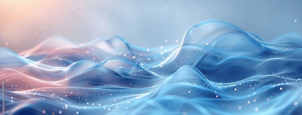 Poster abstract blue smooth wave lines background with copy space