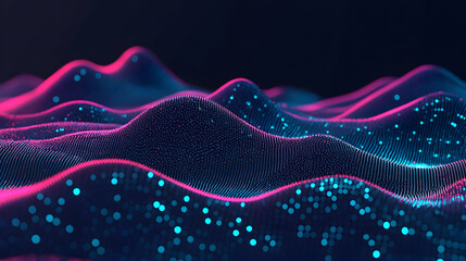 Abstract Blue and Pink Digital Wave Background, technology, futuristic, data, network, modern