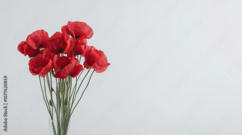Poster red poppies in a simple vase display