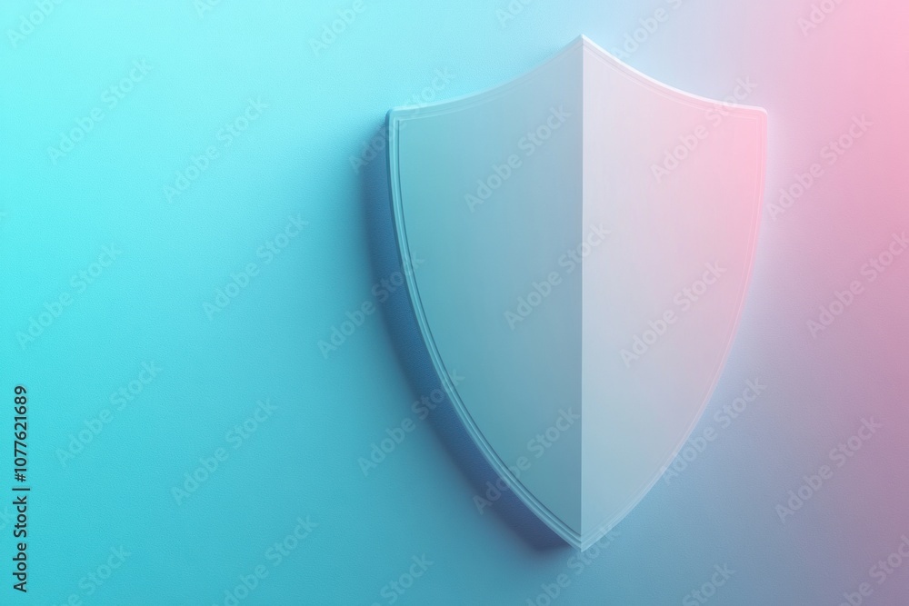 Aufkleber the shield icon represents cybersecurity services, designed with a clean aesthetic on a blue-to-whit