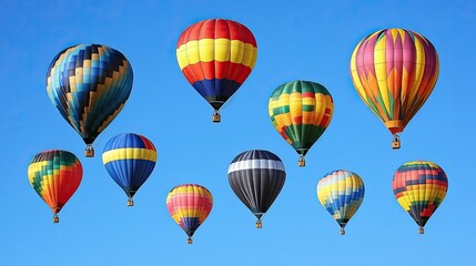 Obraz premium Colorful Hot Air Balloons in Clear Blue Sky