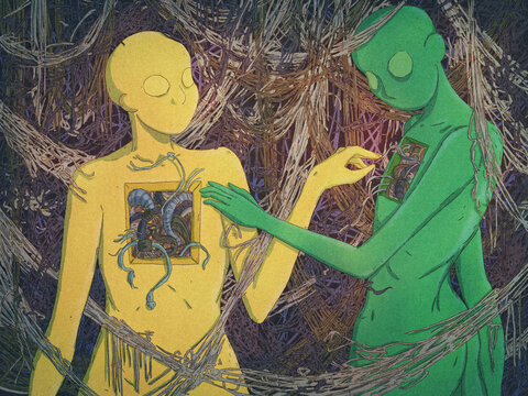 Humanoid robots among the wires