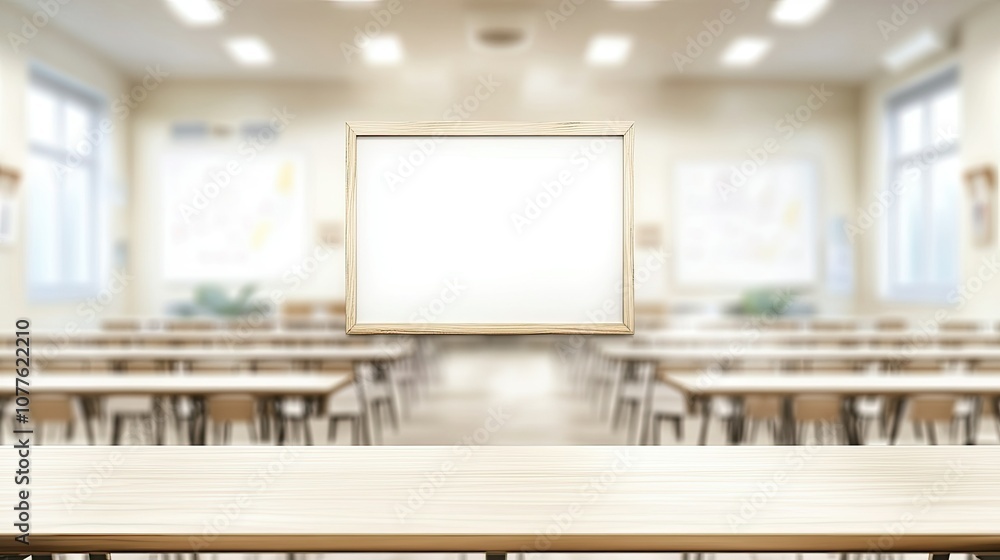 Aufkleber empty classroom with blank frame on table