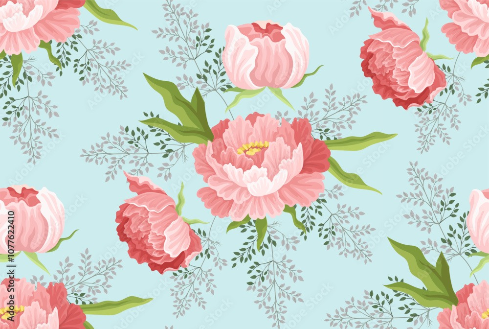 Poster seamless pattern with flowers. repeating design element for printing on fabric. watercolor drawing o