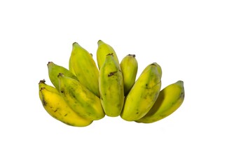 Half ripe ducasse banana or Namwa banana isolated on white background