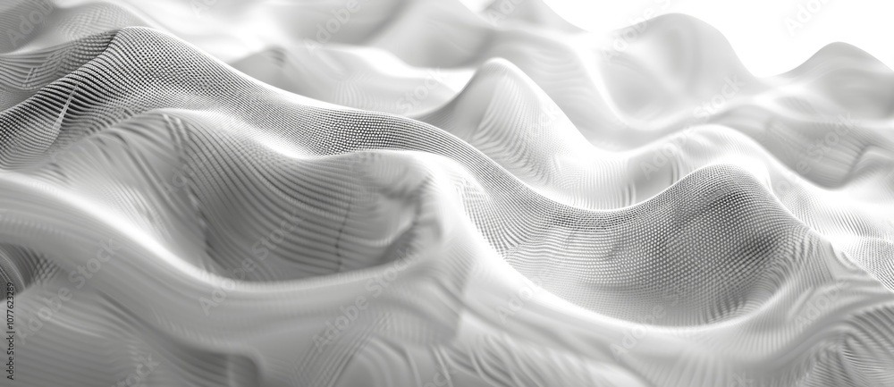 Aufkleber abstract white background with wavy lines and gradient in light gray for technology science or digit