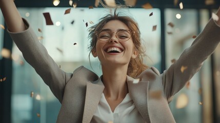 Celebratory Professional Woman