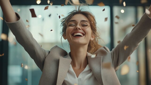 Celebratory Professional Woman
