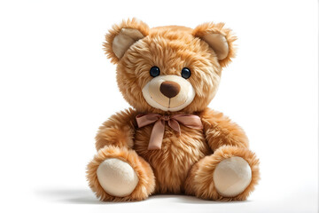 Obraz premium A simple and cute teddy bear on a white background
