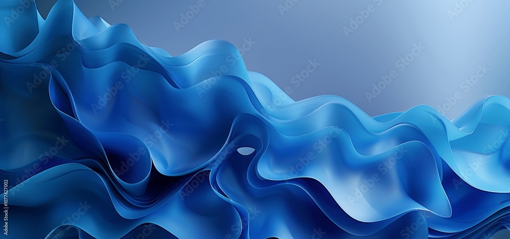Poster fluid blue abstract background with smooth wavy elements