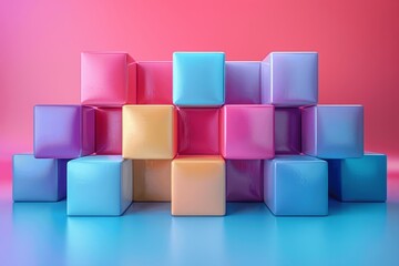 Obraz premium 3D Render of Colorful Geometric Shapes for Product Display