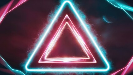 Naklejka premium illustration background image of a large glowing neon triangle