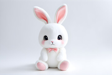 Obraz premium A cute and simple rabbit doll with a white background