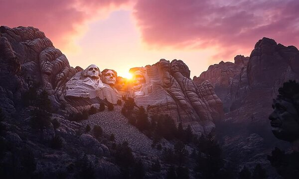 Mount Rushmore National Monument at Sunset