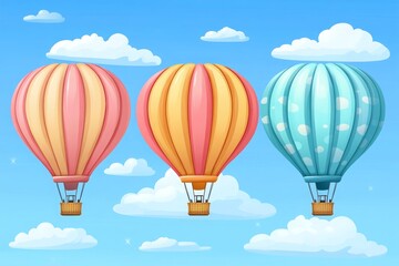 Fototapeta premium Colorful Hot Air Balloons in a Bright Sky