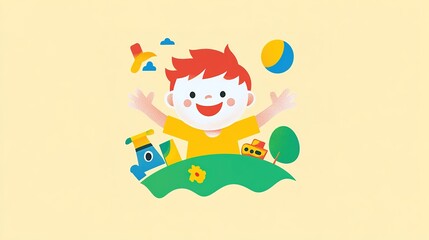Obraz premium Playful and Vibrant Logo Design for 'Happy Toys': Fun and Engaging Branding with Colorful and Cheerful Elements for Children's Toy Store
