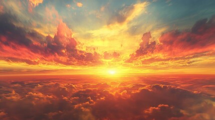 Fototapeta premium Golden Sunset Above the Clouds