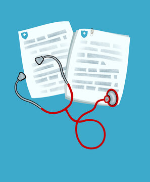 medical insurance form with stethoscope