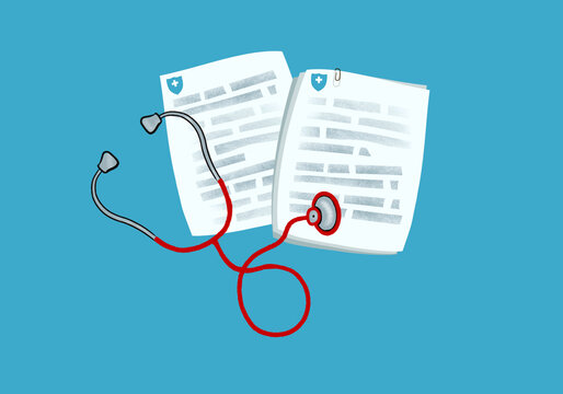 medical insurance form with stethoscope