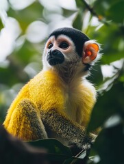 Obraz premium Joyful Monkey Moment: A Close-Up of Wildlife Beauty