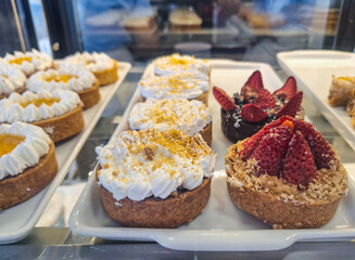 sweets in bakery stand