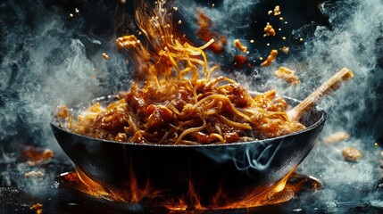 Yakisoba. chinese food. Ultra realistic. Photorealistic hypermaximalist advertising photography hyper realistic fine detail