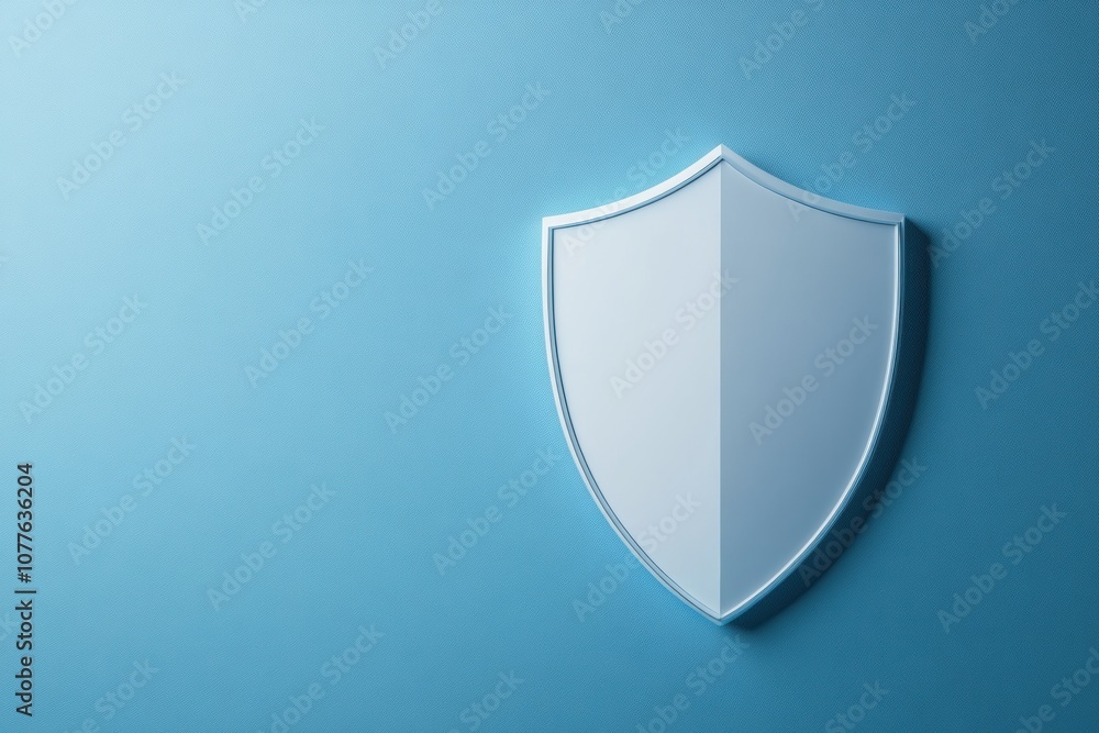 Aufkleber A shield symbol embodies the concept of cybersecurity services, set against a soothing gradient backdrop of blue fading to white. Generative AI