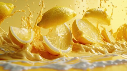 Lemons Splashing in Juice
