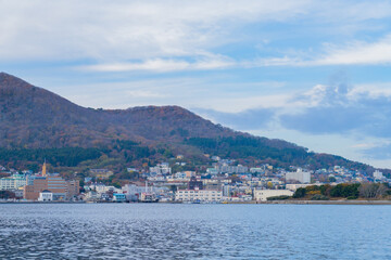 View of Hakodate coast in Hakodate city, city landscape Hokkaido, Japan.