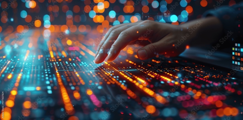 Poster ai technology for business data analysis and digital security with machine learning
