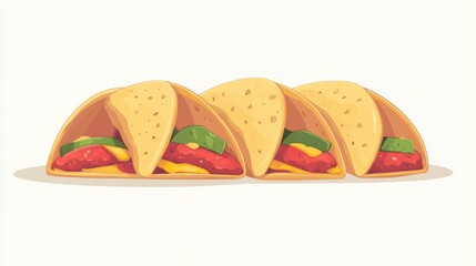 Tacos in Hard Shells with Cheese and Garnish