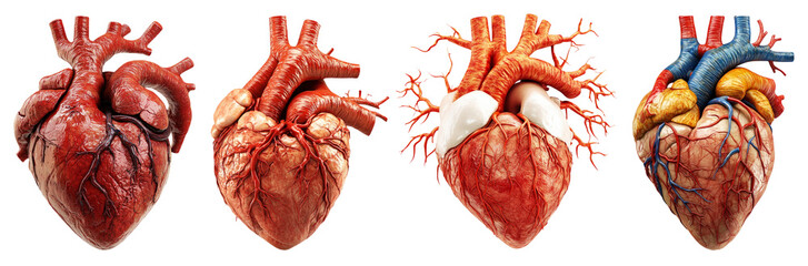 Realistic Human Heart Collection on Transparent Background