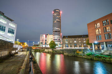Aire River and the wharf of Leeds. England