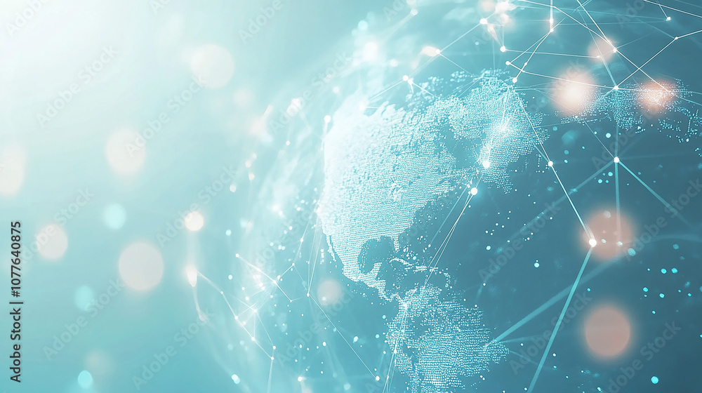 Poster dynamic digital world map emphasize western europe continental for ai powered global network connect