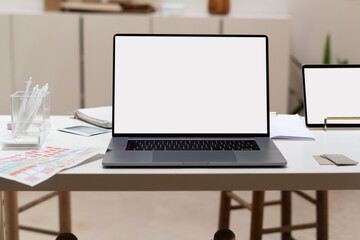 blank laptop and tablet screens