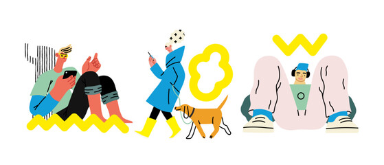 Creative workspace, modern flat vector concept illustration of a person working with a computer Remote work, flexibility, independence, efficiency, mobility, synergy, freedom