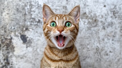 Obraz premium Playful Ginger Cat with Expressive Green Eyes