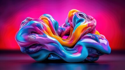 Obraz premium A dynamic abstract sculpture swirling in multicolored hues, capturing movement and fluidity, embodying modern art's playful and thought-provoking nature.