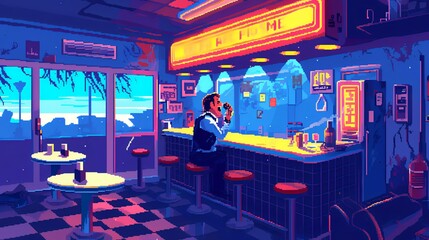 Fototapeta premium Pixelated Bar Scene