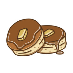Souffle japanese pancake with butter and maple syrup