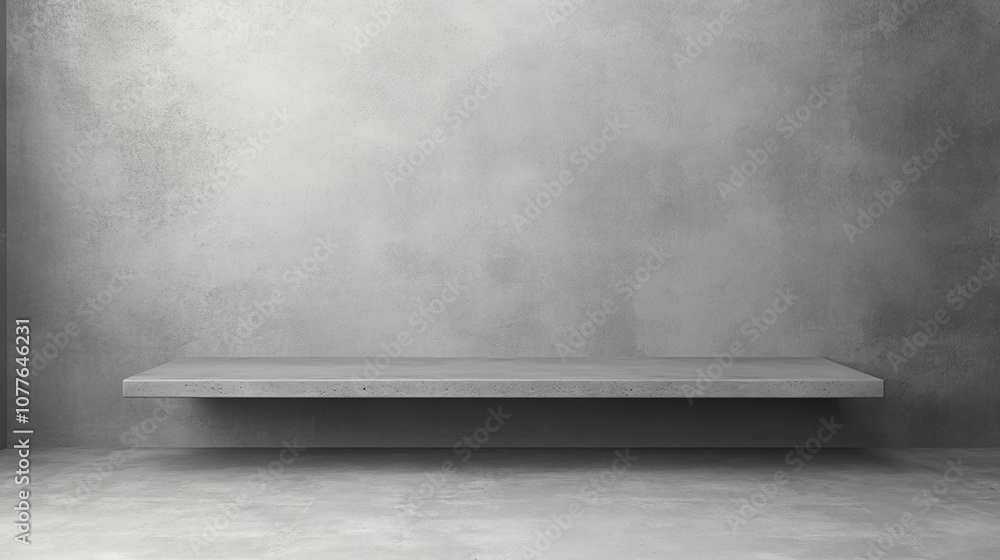 Poster 3d studio room with a podium on a white background. empty floor and concrete wall with shadow overla