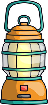 orange lantern with teal handle, glowing clip art preview